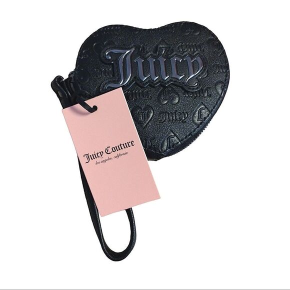 Juicy Couture Black Heart Shaped Zip Around 5" Wristlet NWT - Picture 3 of 13